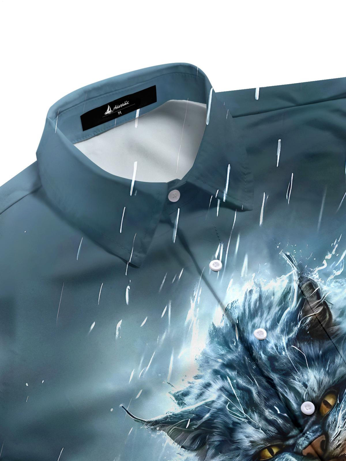 Cat Boat Men's Pocket Long Sleeve Shirts