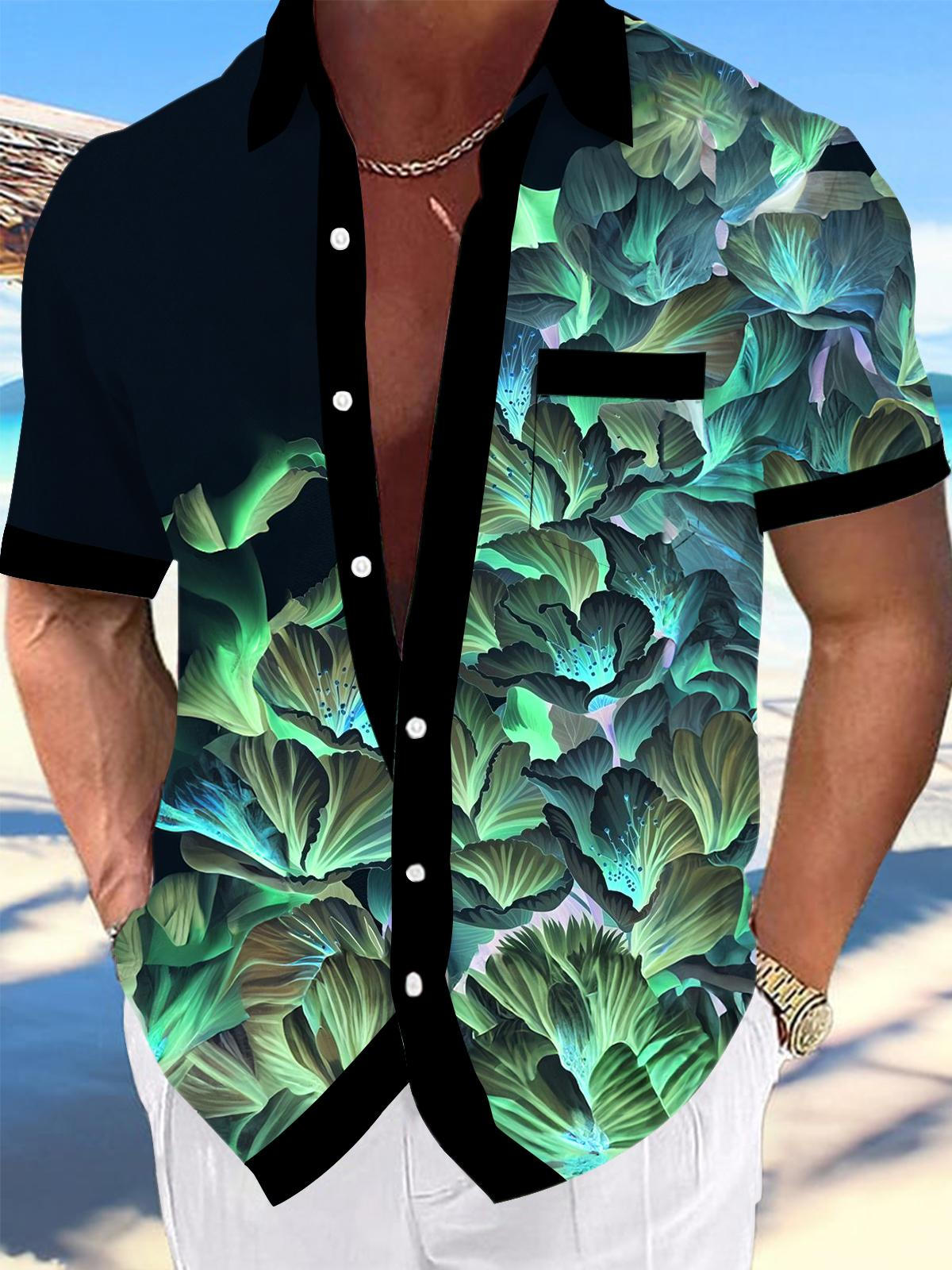 Floral Men's Pocket Short Sleeve Shirts