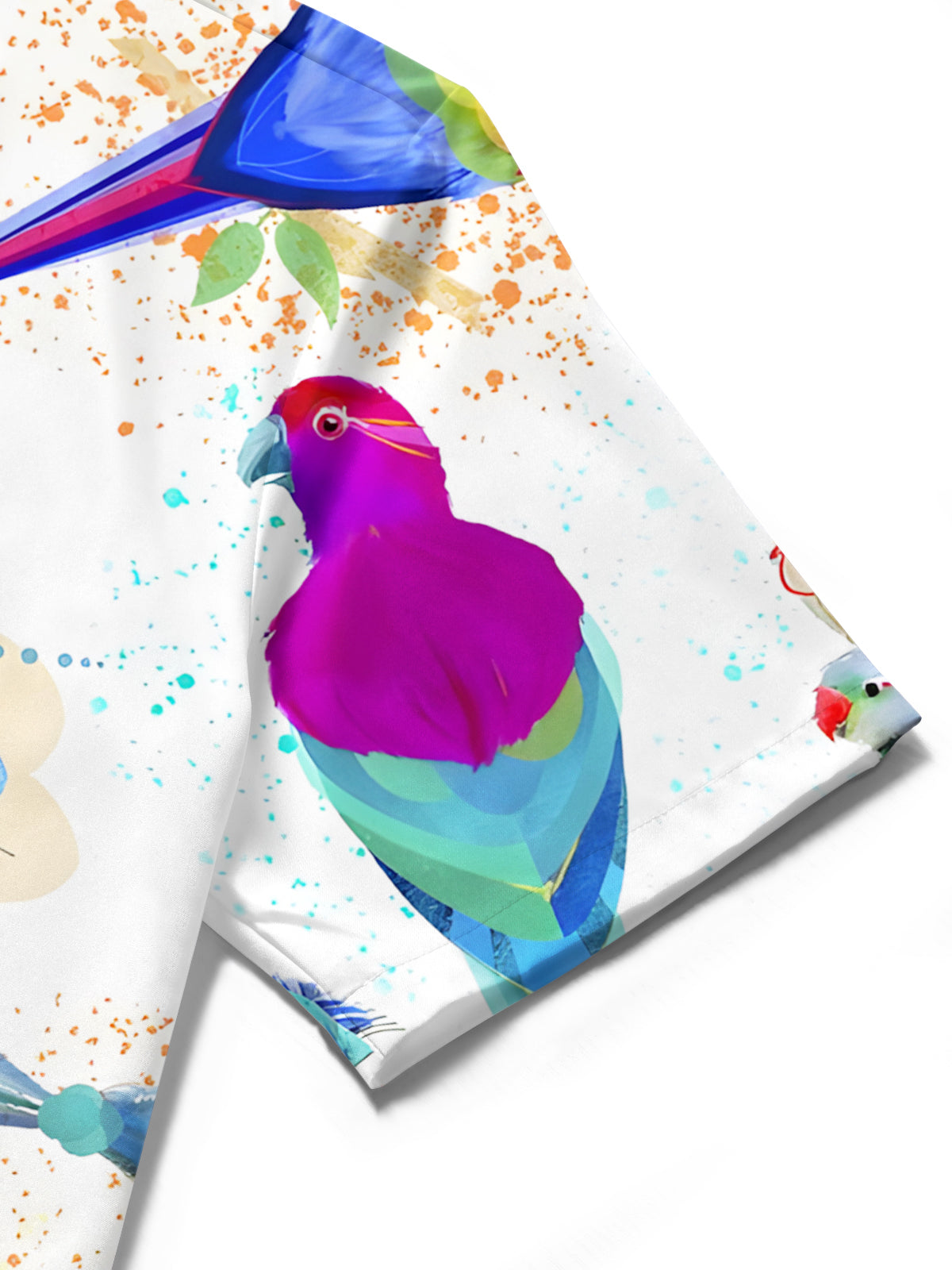 Hawaiian Parrot Print Men's Pocket Short Sleeve Shirts