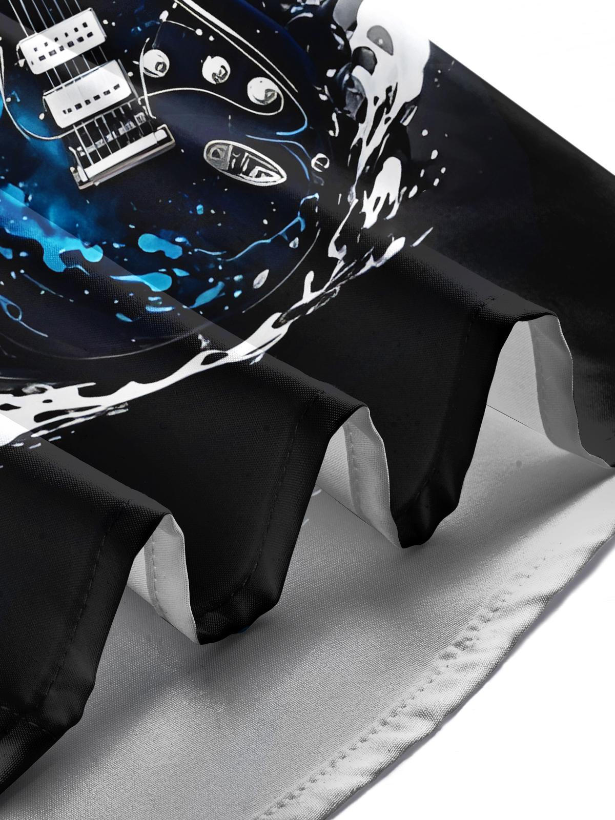 Guitar Print Men's Pocket Short Sleeve Shirts