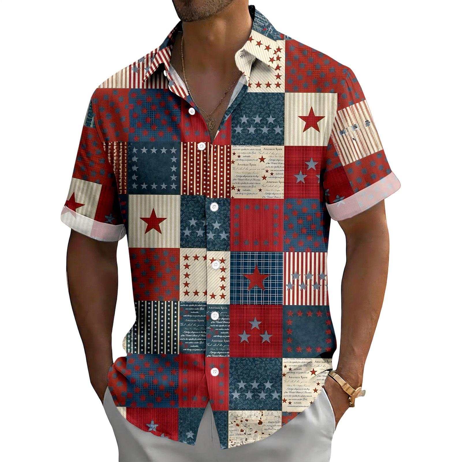 Patriotic Button Down Shirts for Men US Flag Short Sleeve Stars and Stripes Shirts Fashion Tops for Travel noble