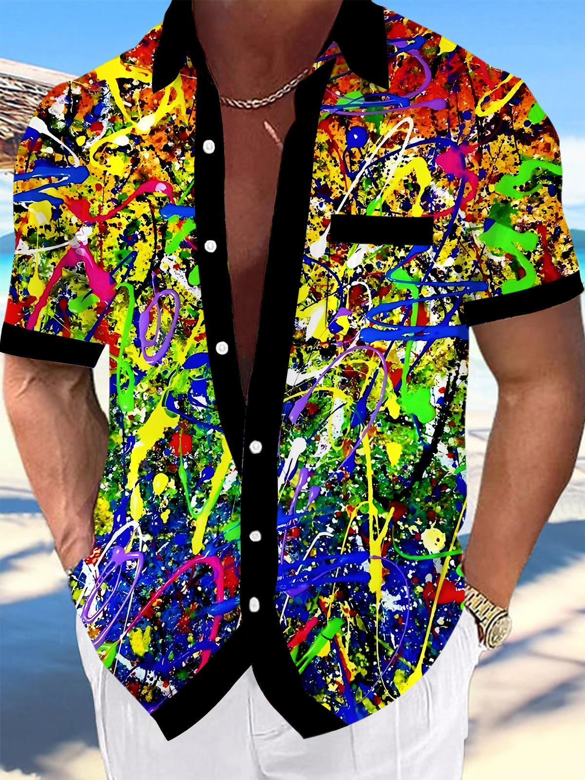 Tie Dye Men's Pocket Short Sleeve Shirts