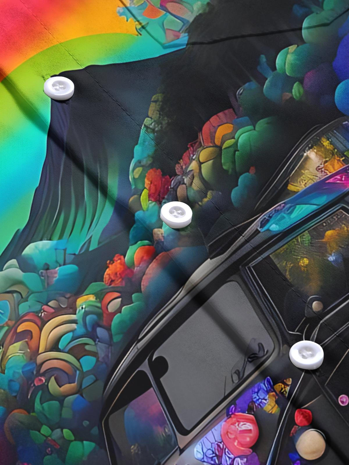 Car Print Men's Pocket Long Sleeve Shirts