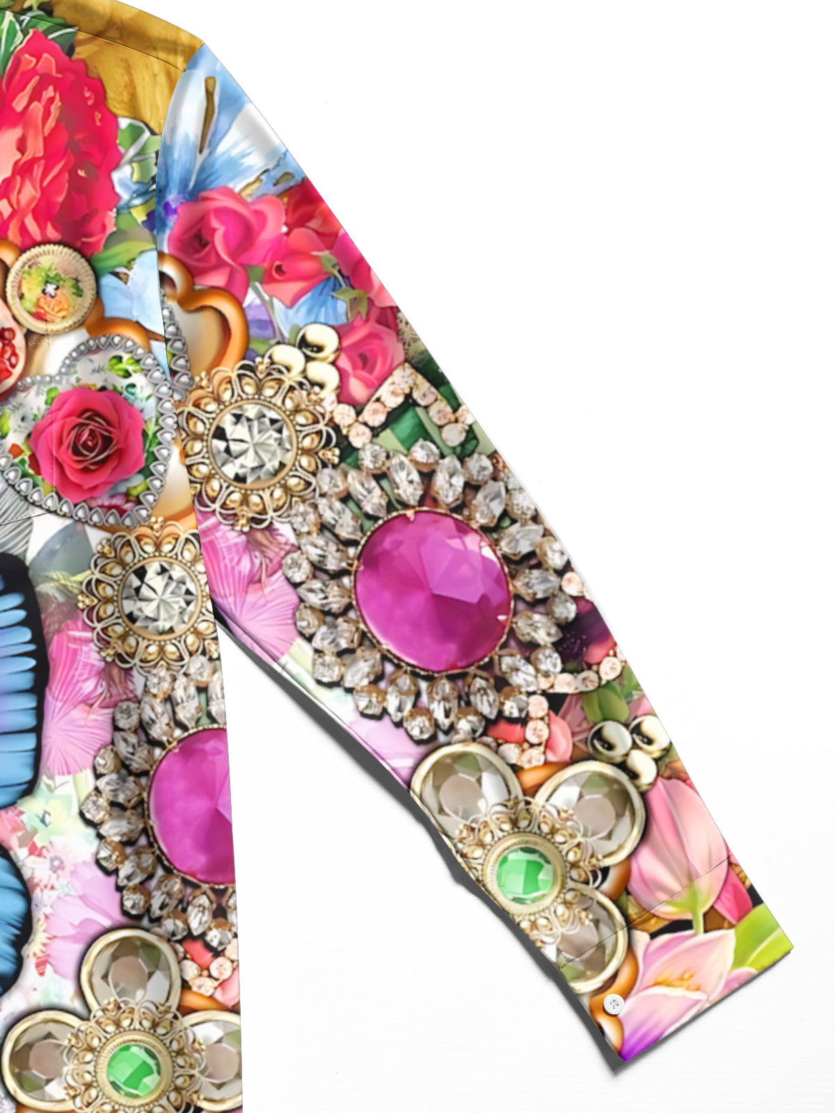 Butterfly Print Men's Pocket Long Sleeve Shirts