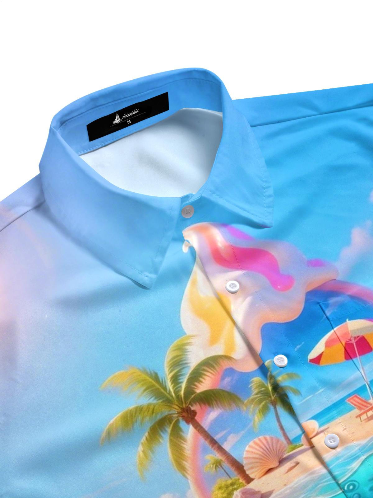Hawaiian Print Men's Pocket Short Sleeve Shirts