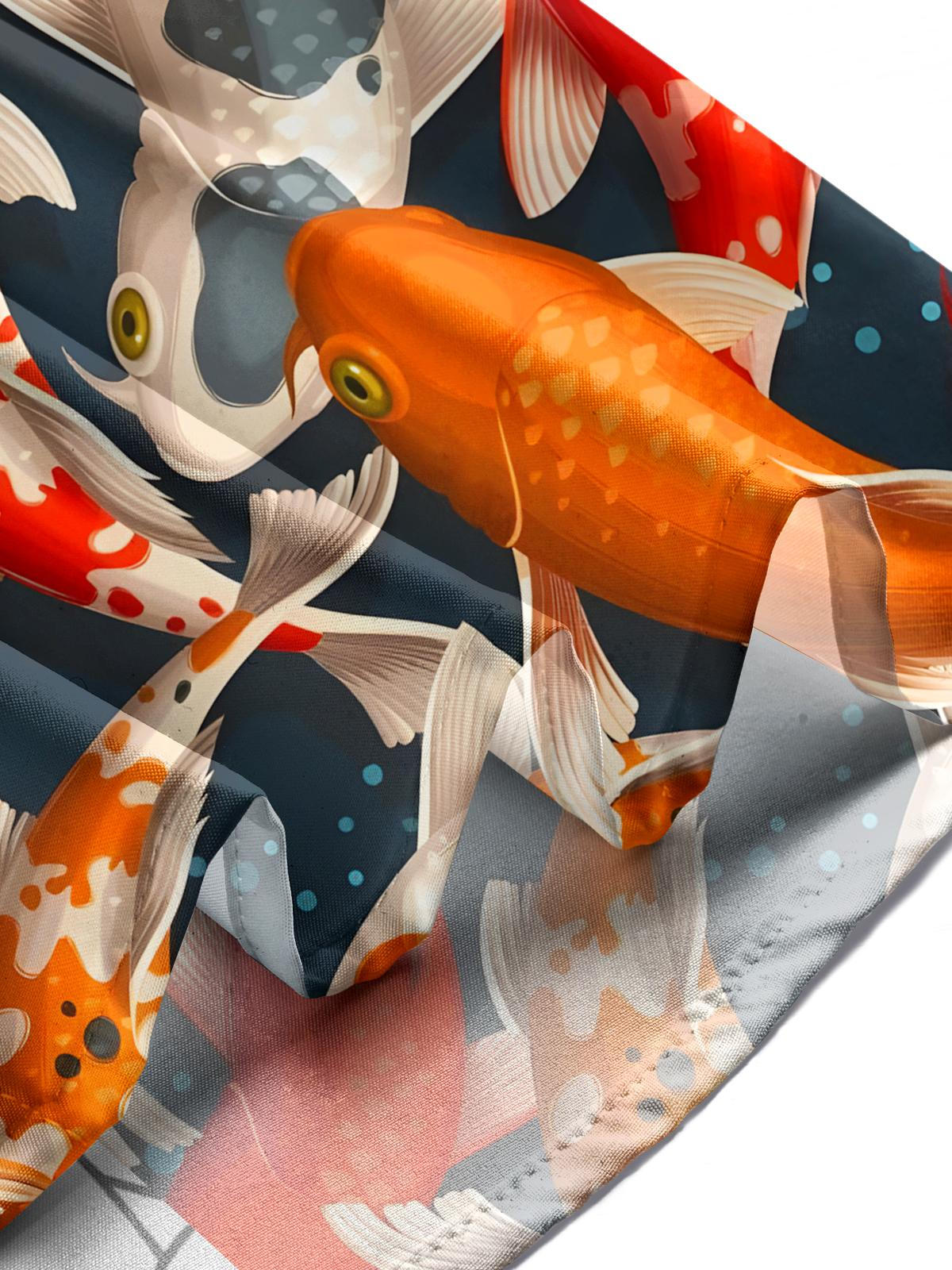 Carp Print Men's Pocket Short Sleeve Shirts