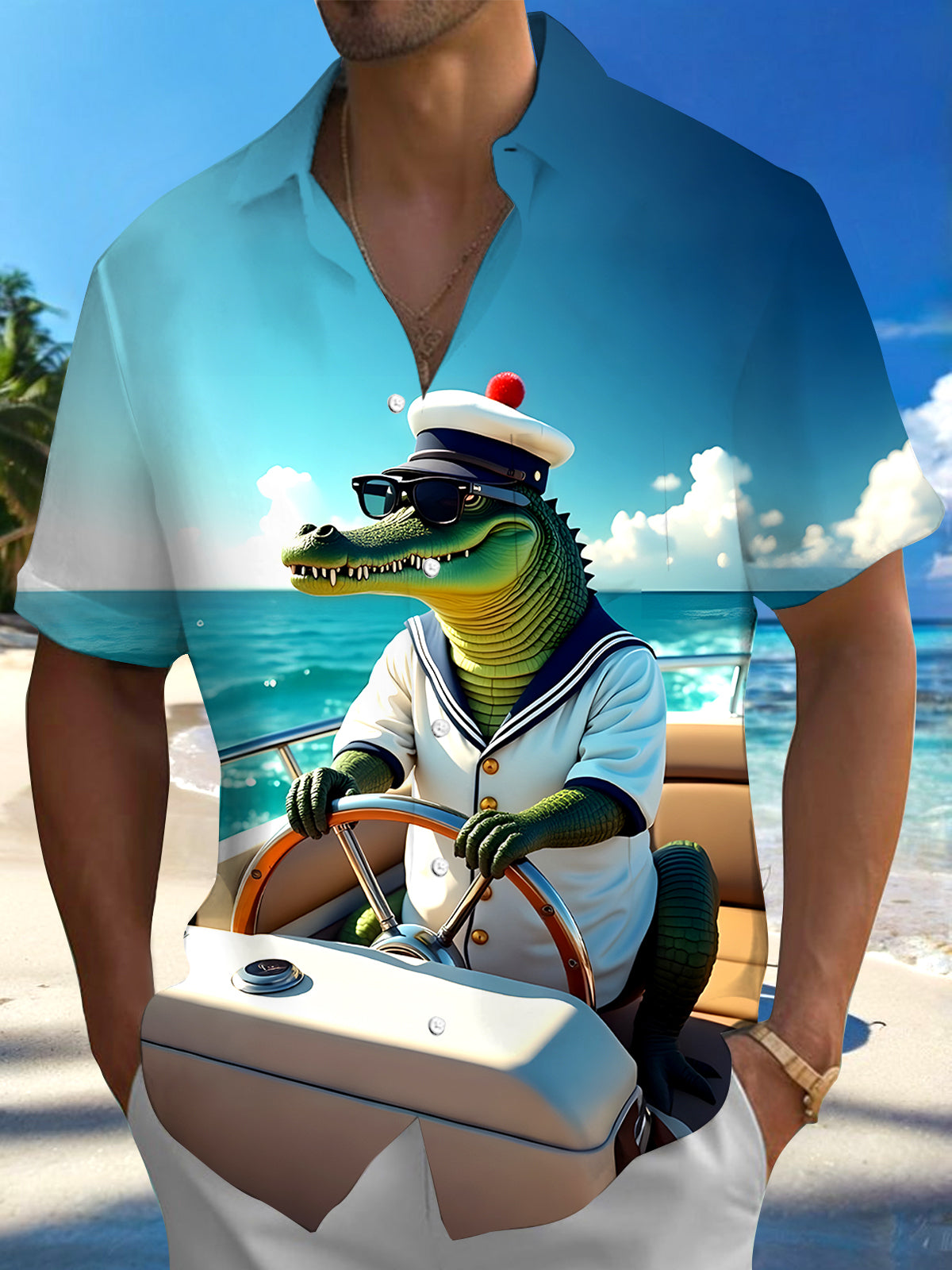 Crocodile Men's Pocket Short Sleeve Shirts