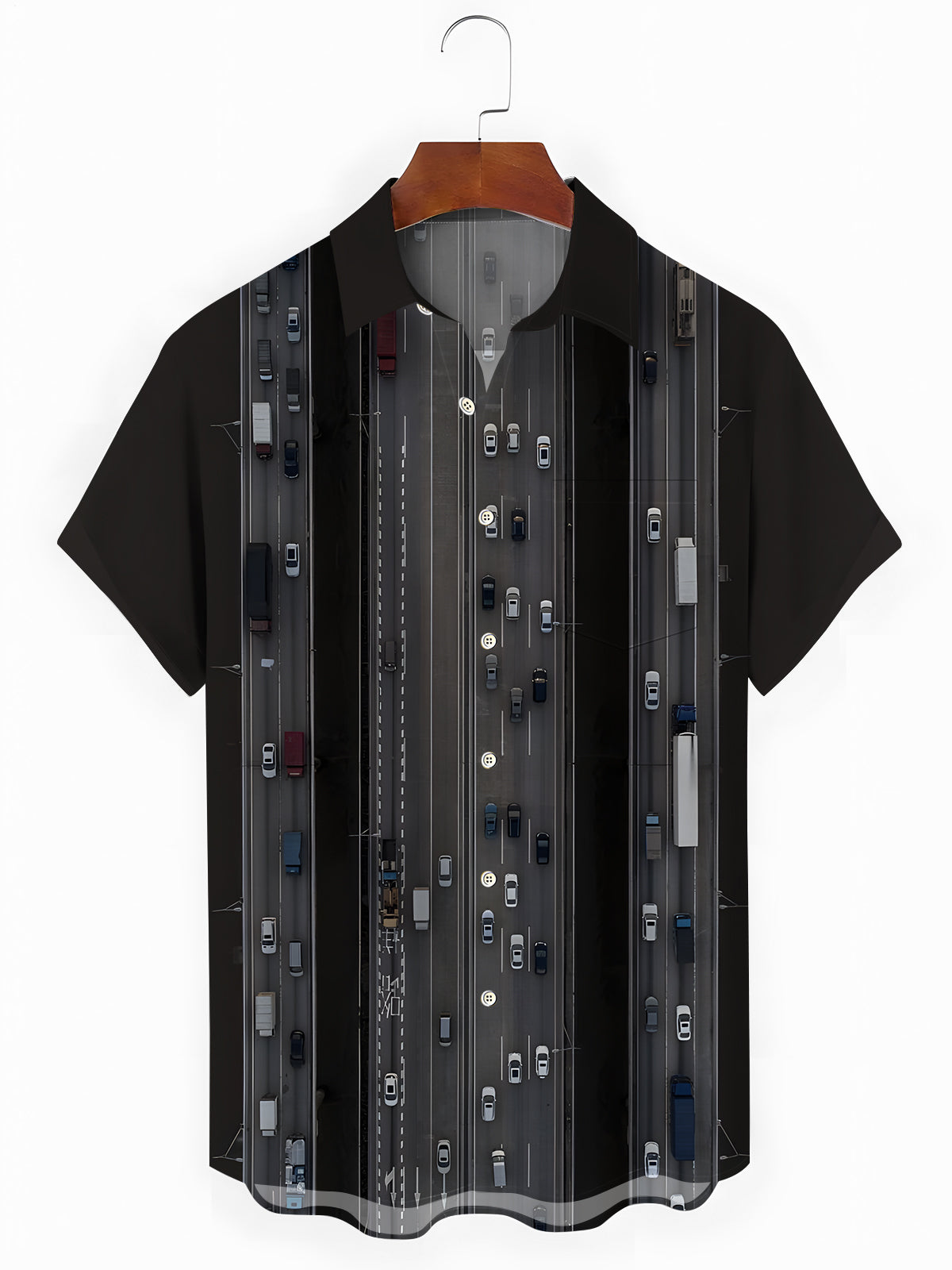 Road Print Men's Pocket Short Sleeve Shirts