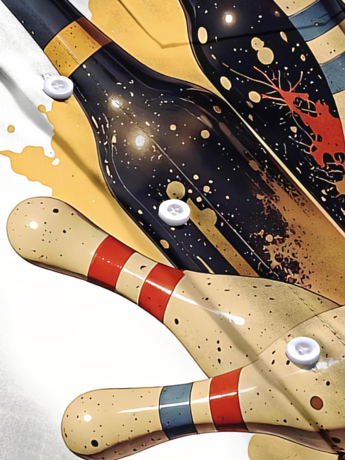 Bowling Print Men's Pocket Short Sleeve Shirts