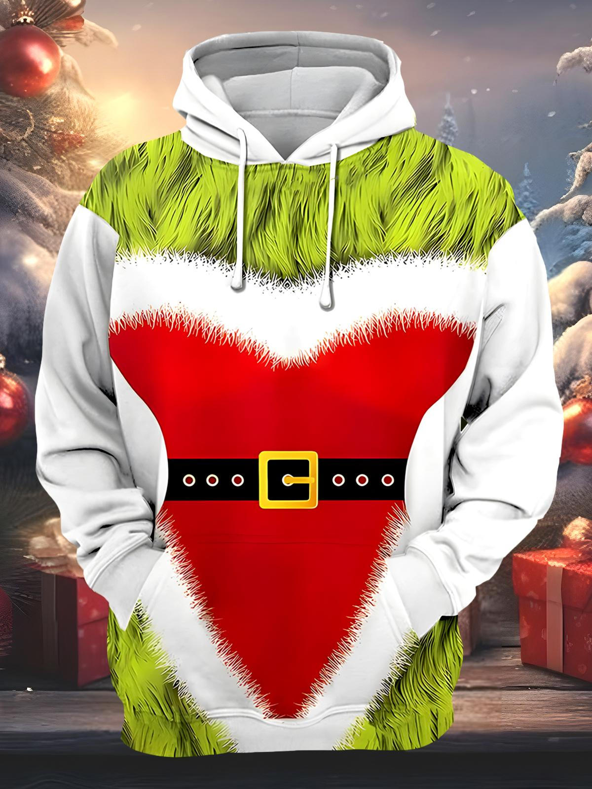 Christmas Funny Costume Men's Long Sleeve Pocket Hoodies