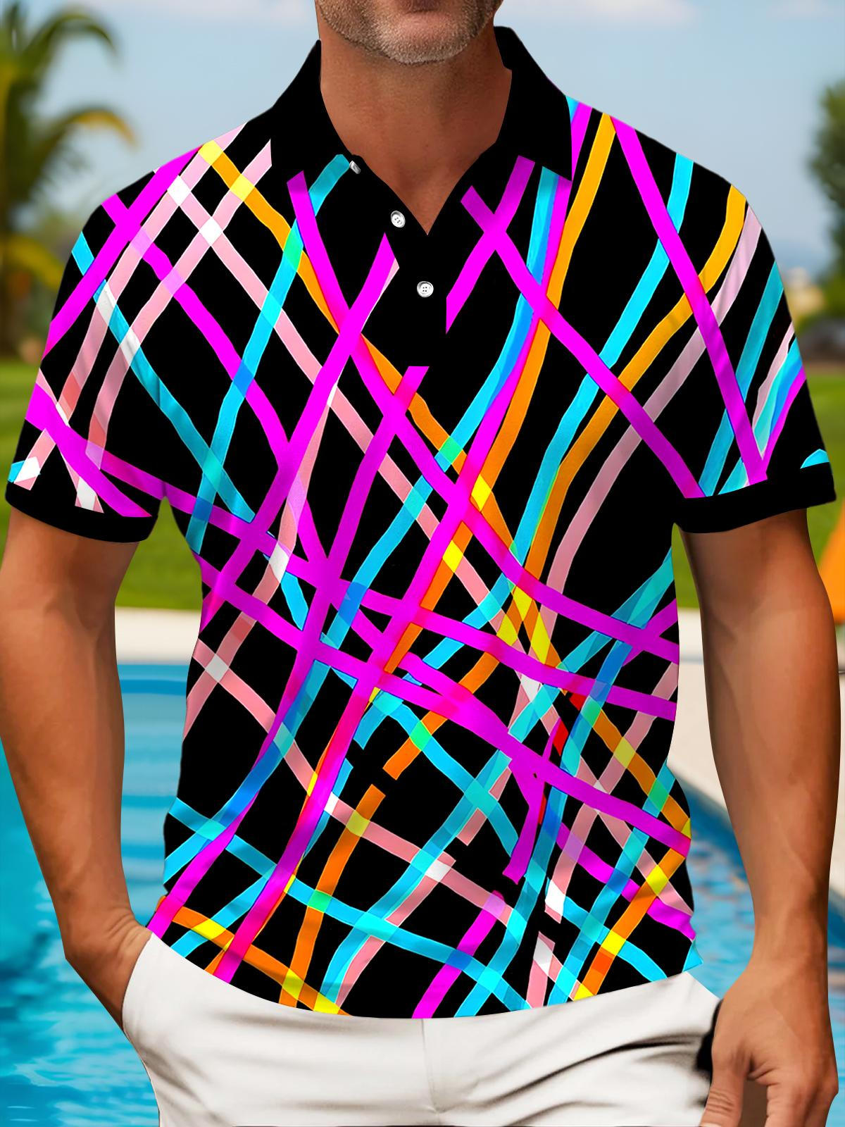 Line Men's Short Sleeve Button Polo Shirt