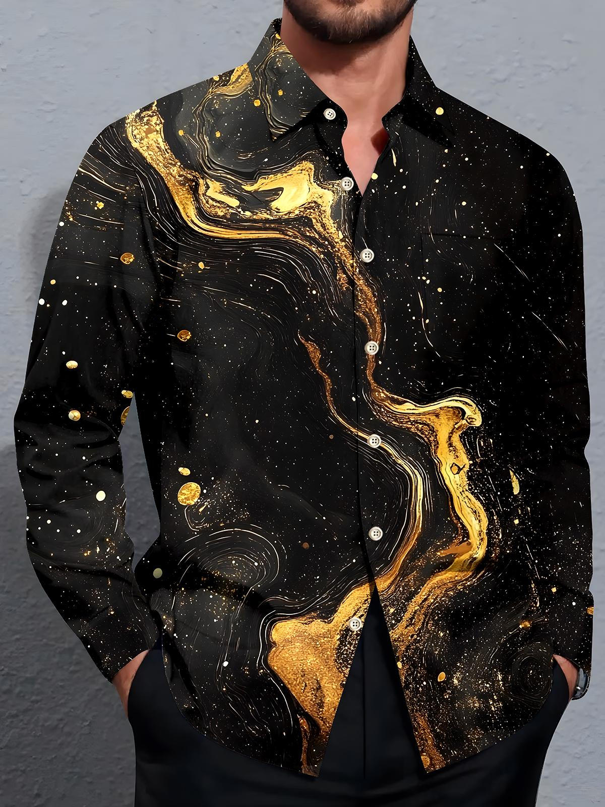Abstract Men's Pocket Long Sleeve Shirts