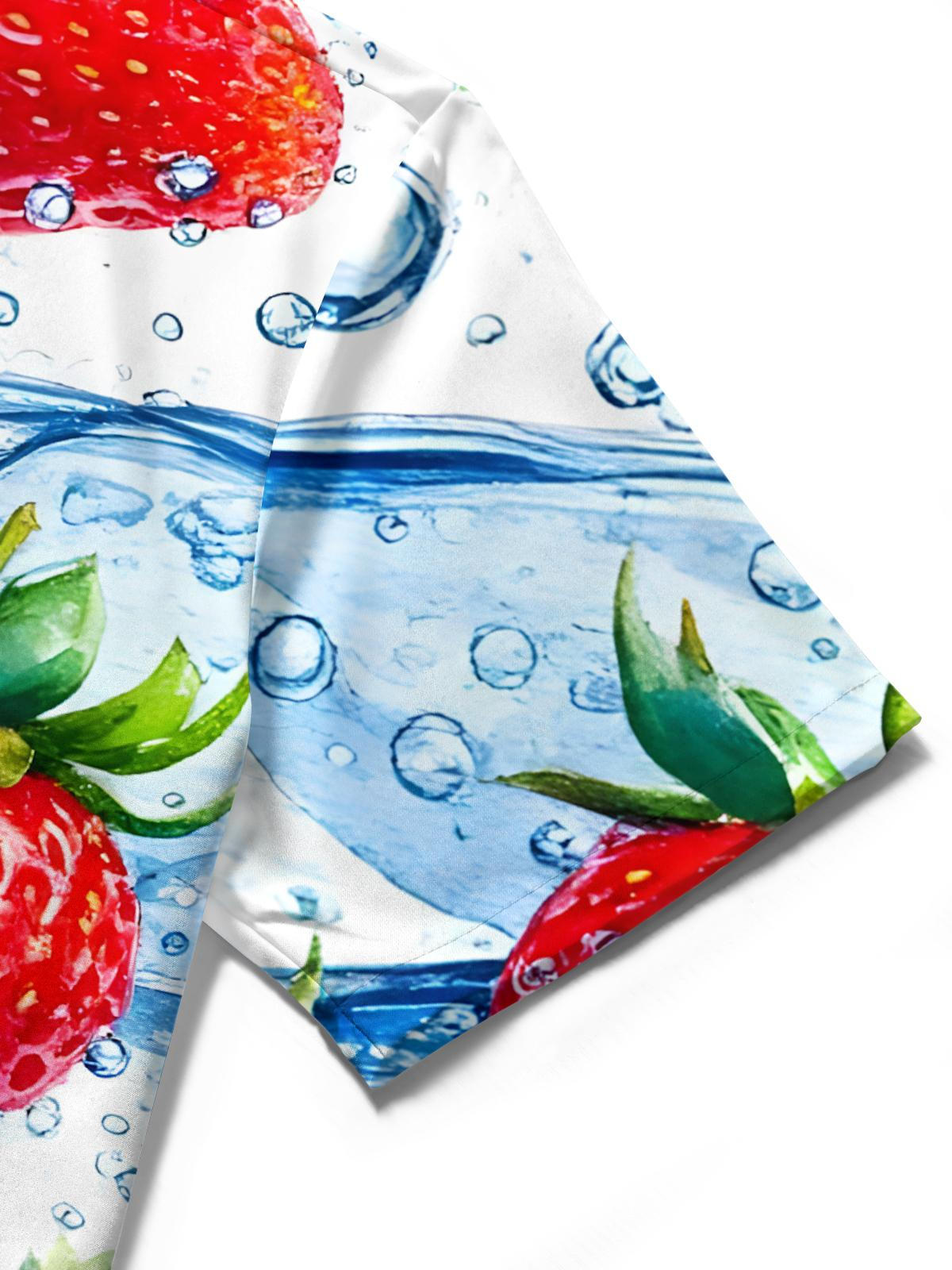 Strawberry Print Men's Pocket Short Sleeve Shirts