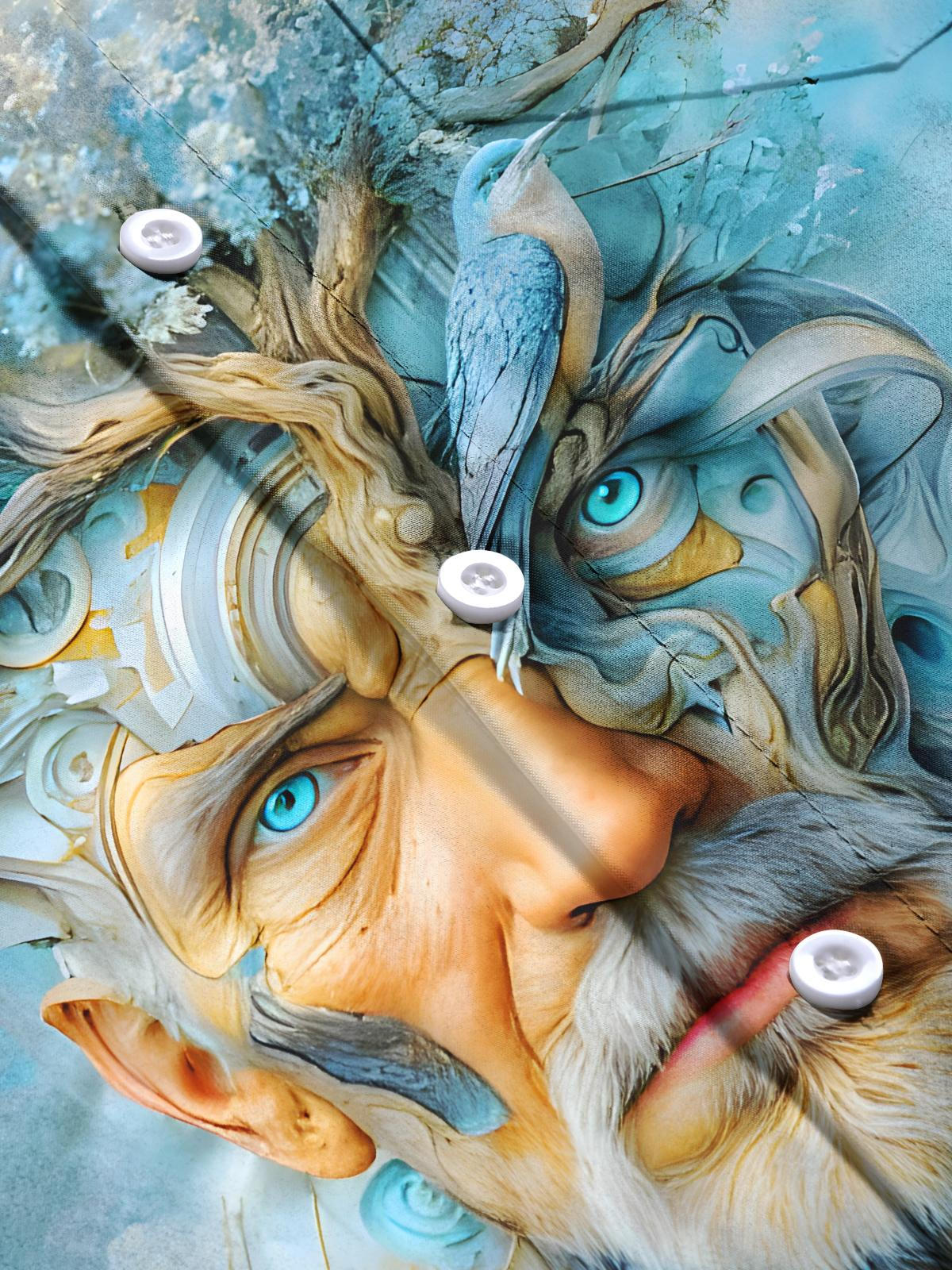 Art Wisdom Old Man Life Tree Bird Men's Pocket Long Sleeve Shirts