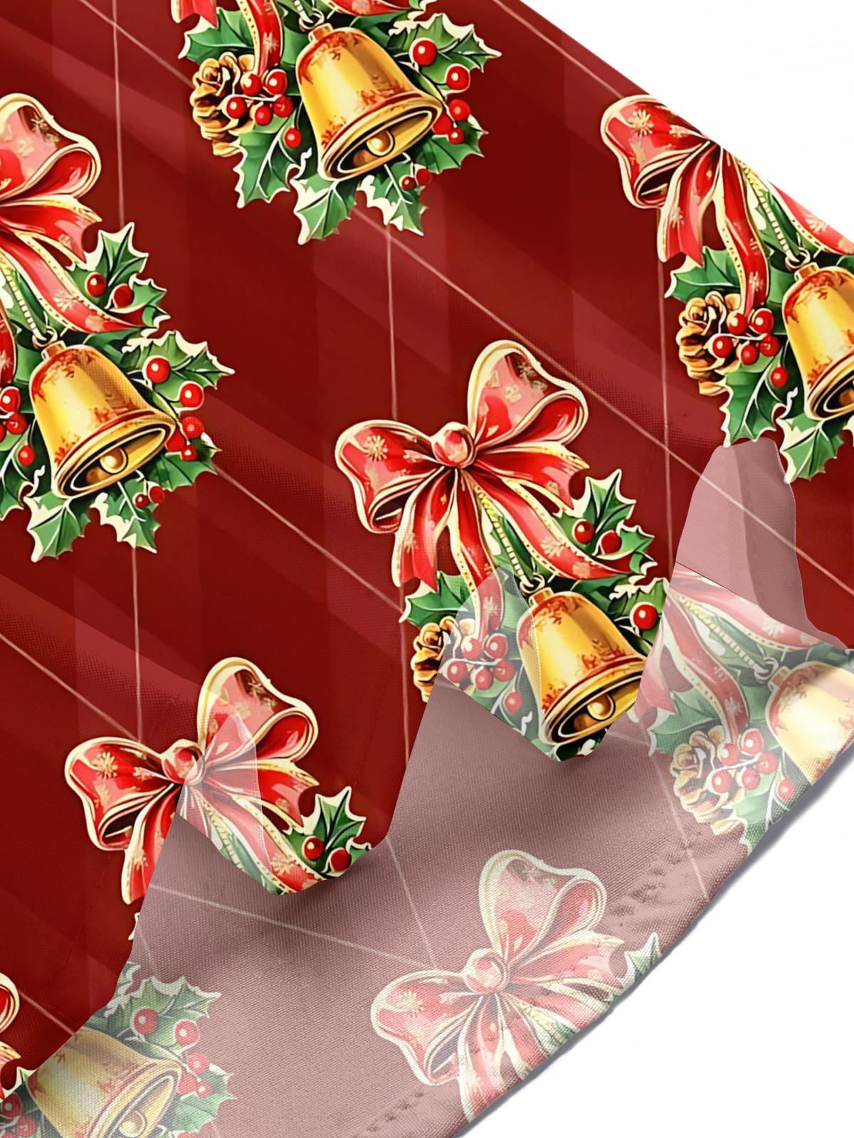 Christmas Bell Print Men's Pocket Short Sleeve Shirts