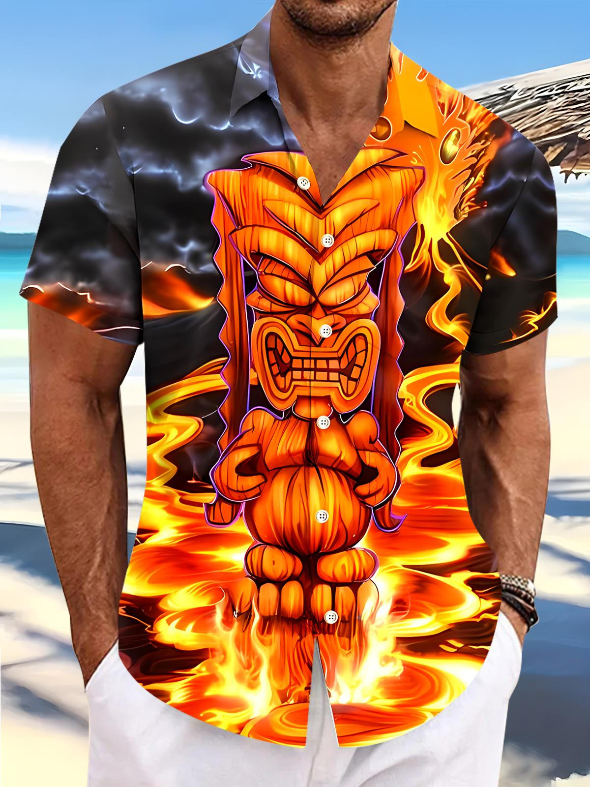 Hawaiian Tiki Men's Pocket Short Sleeve Shirts