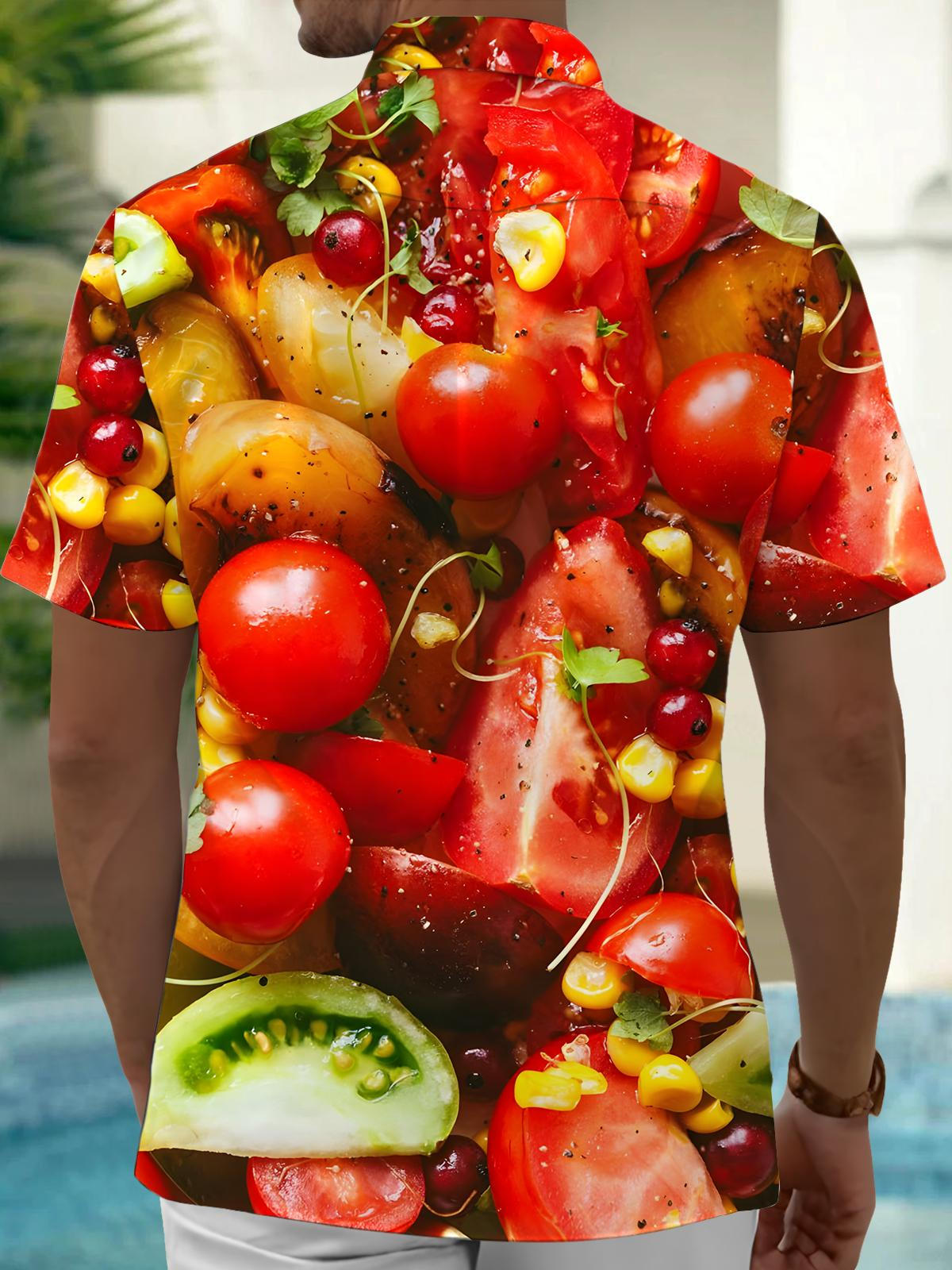 Salad Print Men's Pocket Short Sleeve Shirts