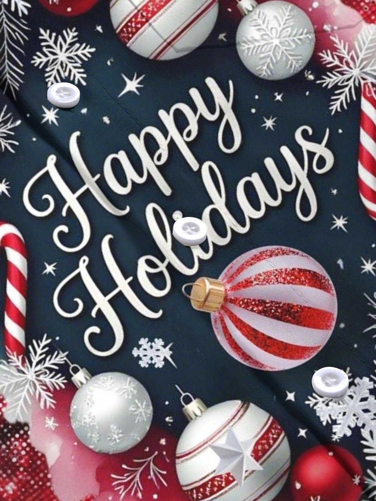 Christmas Print Men's Pocket Long Sleeve Shirts