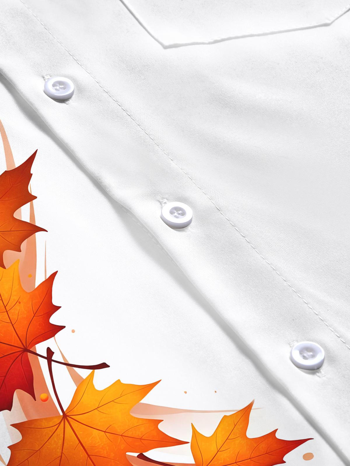 Maple Leaf Print Men's Pocket Short Sleeve Shirts