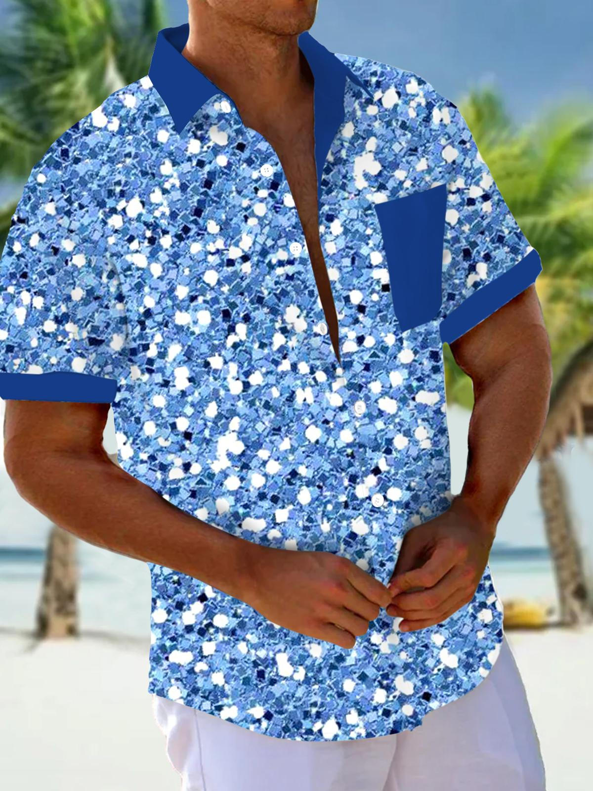 Geometric Print Men's Pocket Short Sleeve Shirts
