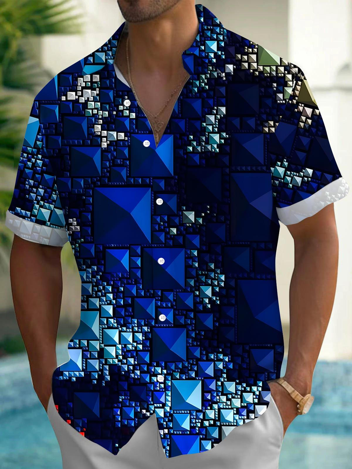 Geometry Men's Pocket Short Sleeve Shirts