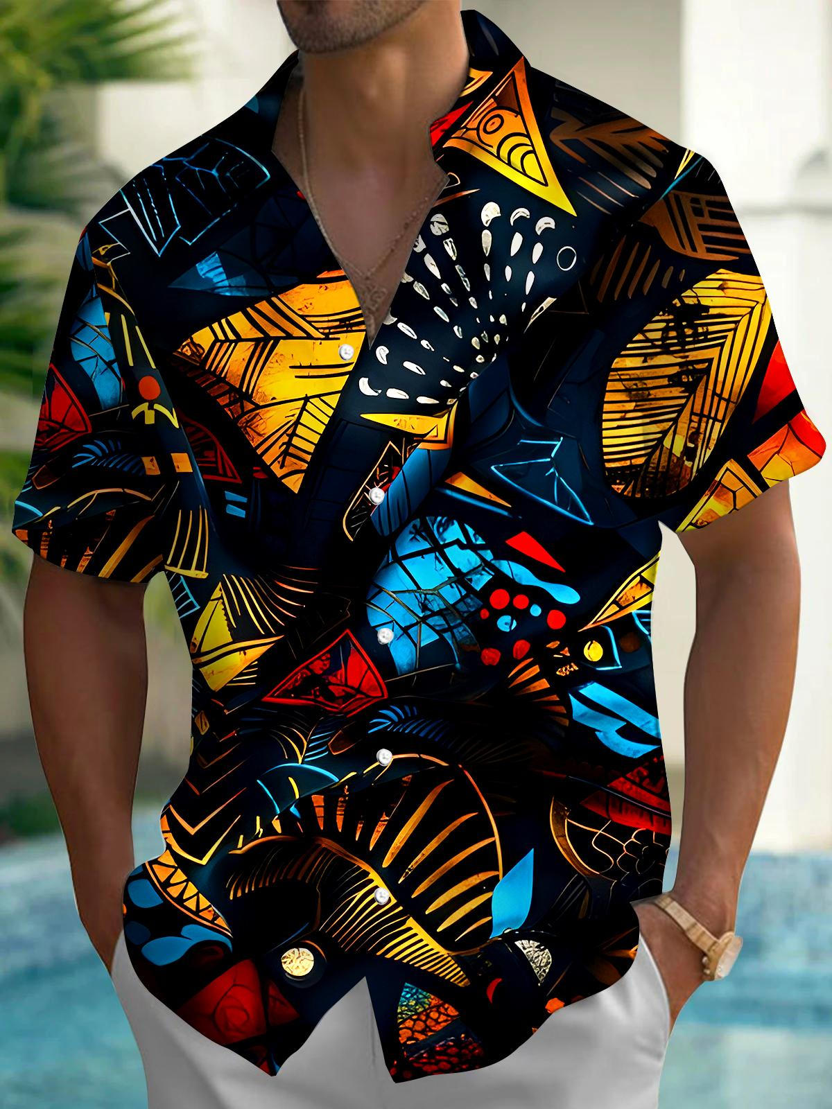 Geometry Men's Pocket Short Sleeve Shirts