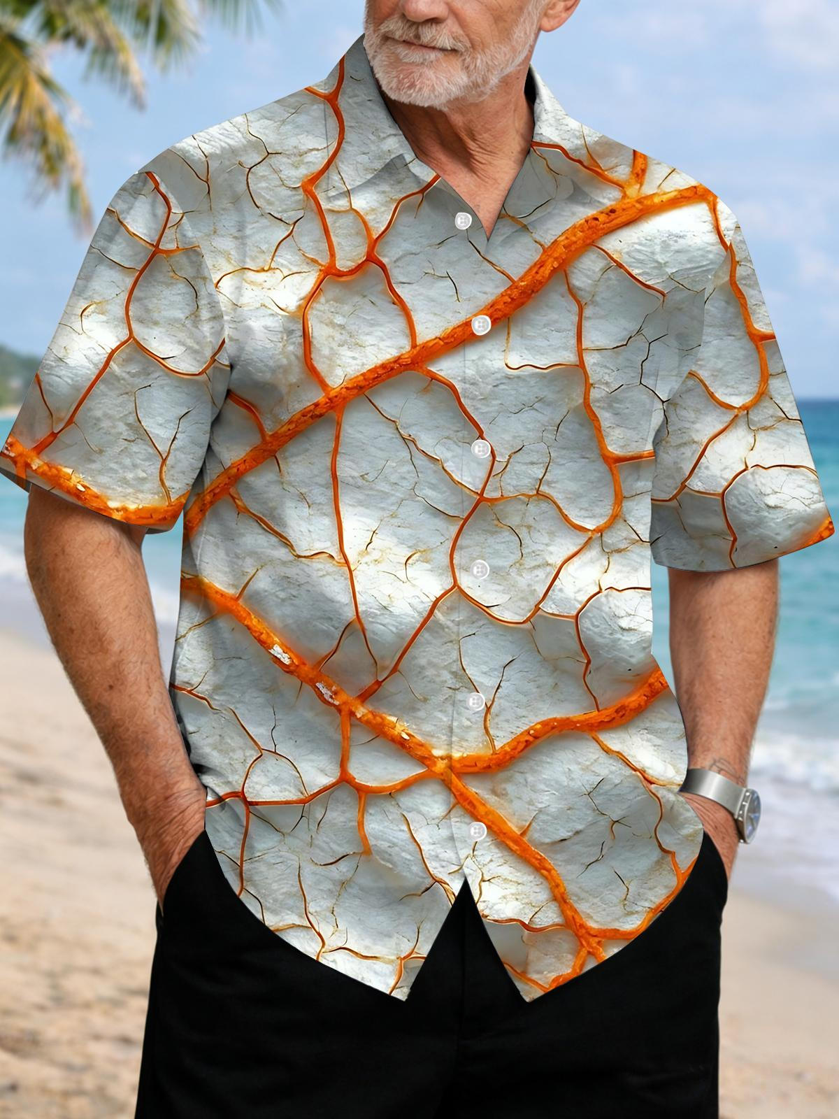 Abstract Print Men's Pocket Short Sleeve Shirts