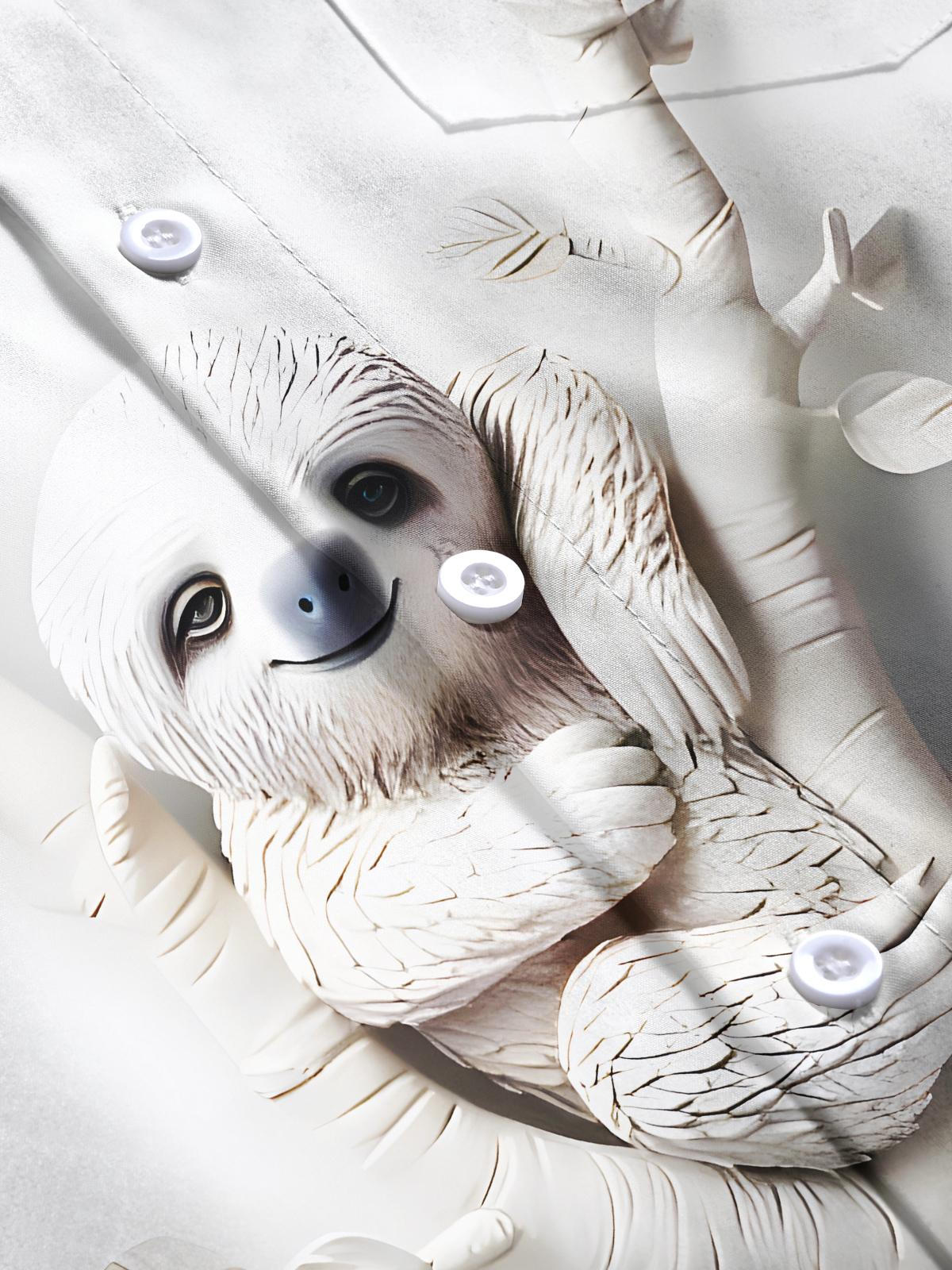 Art White Sloth Relief Men's Pocket Short Sleeve Shirts