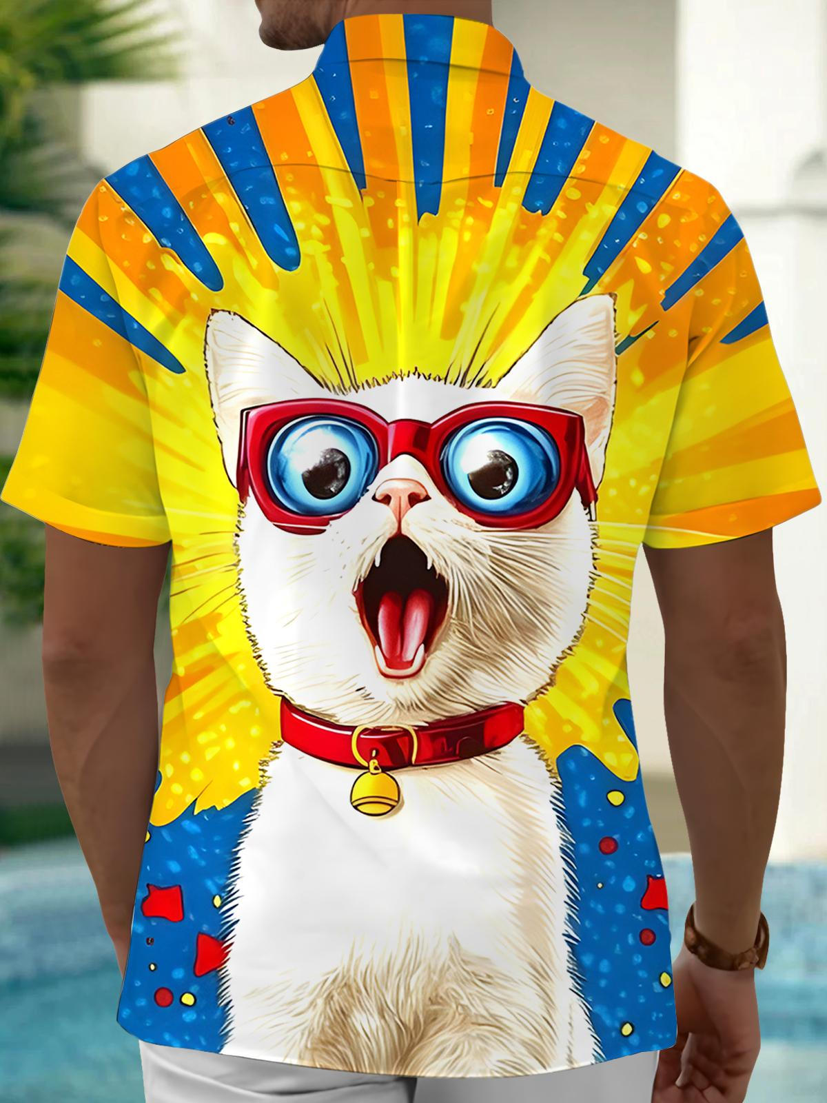 Cat Men's Pocket Short Sleeve Shirts