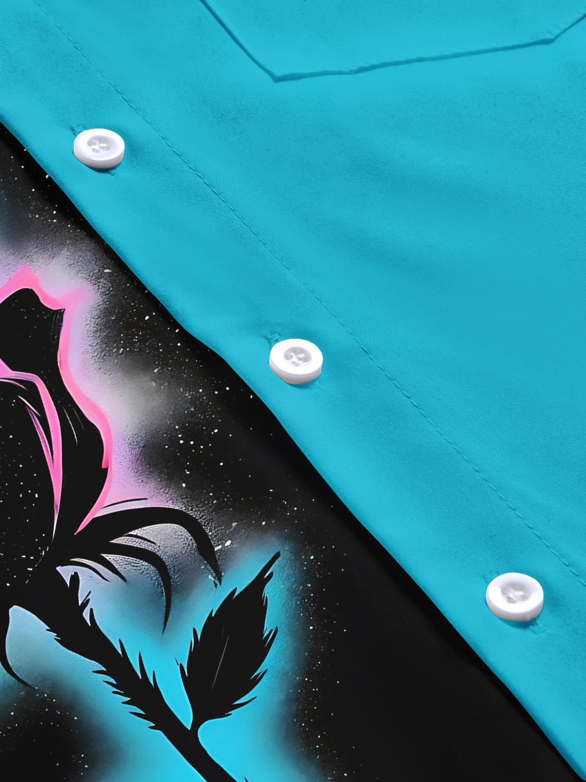 Floral Print Men's Pocket Short Sleeve Shirts