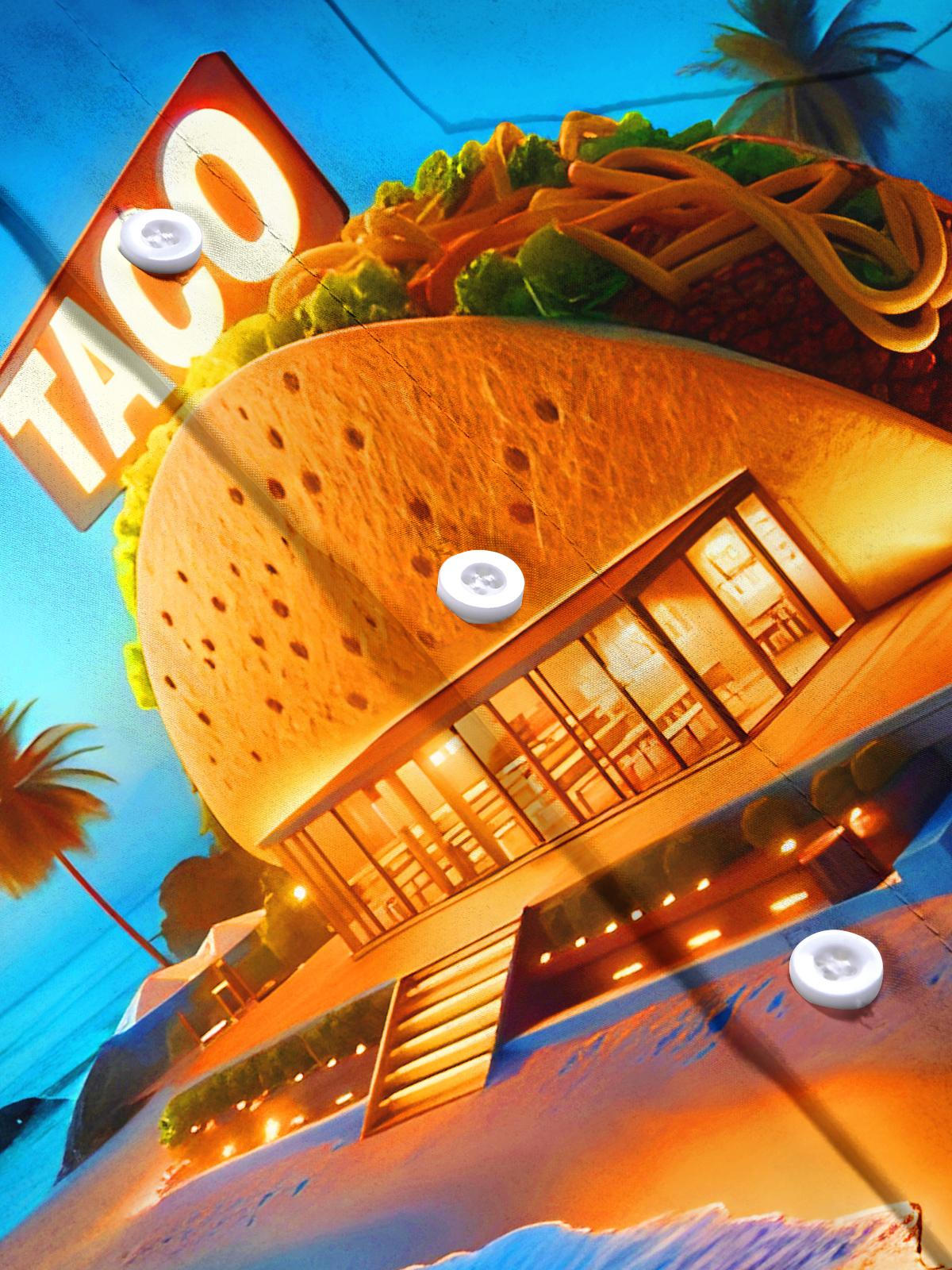 Hawaiian Coconut Taco Beach Men's Pocket Short Sleeve Shirts