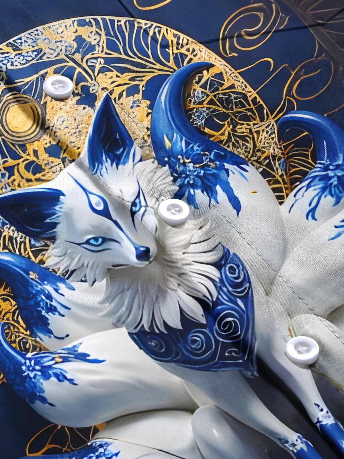 Nine-tailed Fox Men's Pocket Short Sleeve Shirts