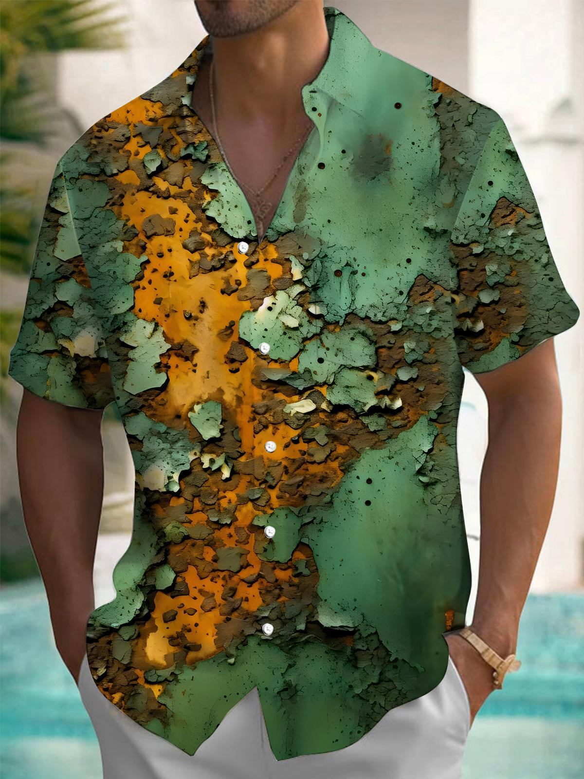 Rust Print Men's Pocket Short Sleeve Shirts