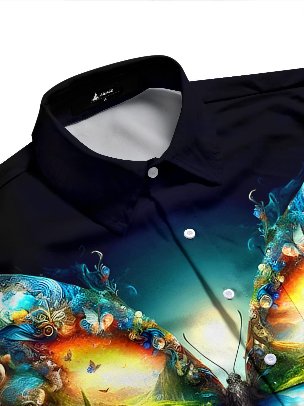 Insect Butterfly Men's Pocket Long Sleeve Shirts