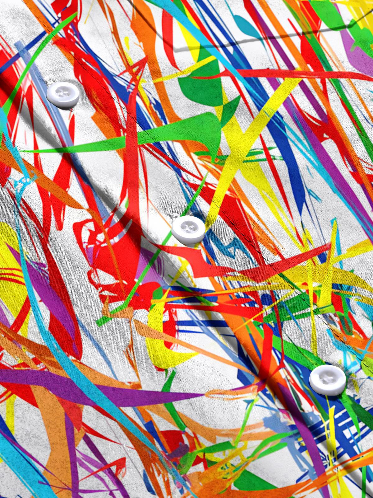 Abstract Line Print Men's Pocket Short Sleeve Shirts