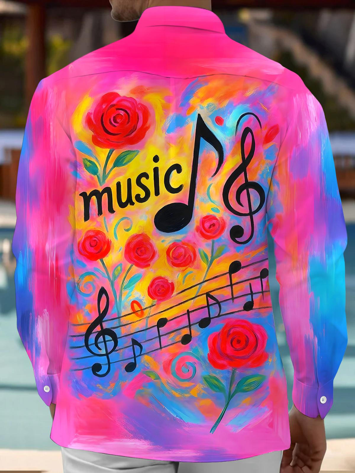 Music Men's Pocket Long Sleeve Shirts