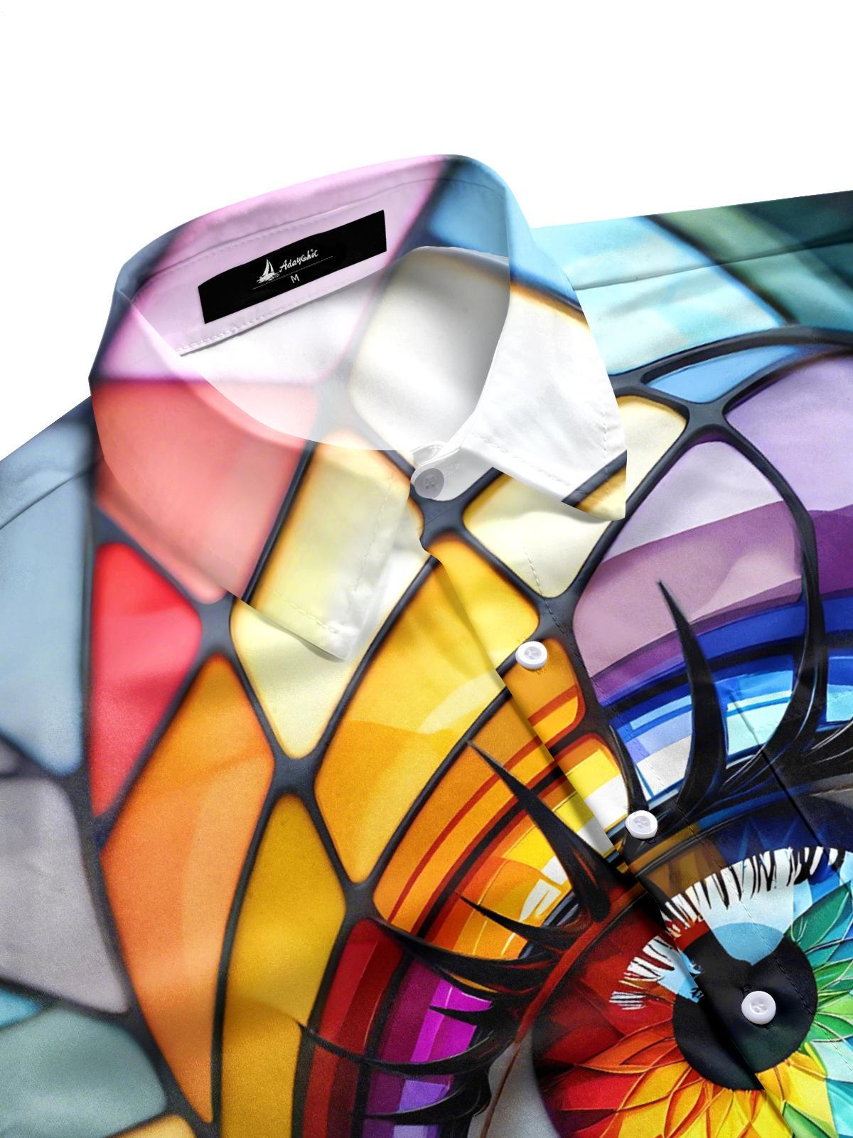 Eye Print Men's Pocket Short Sleeve Shirts