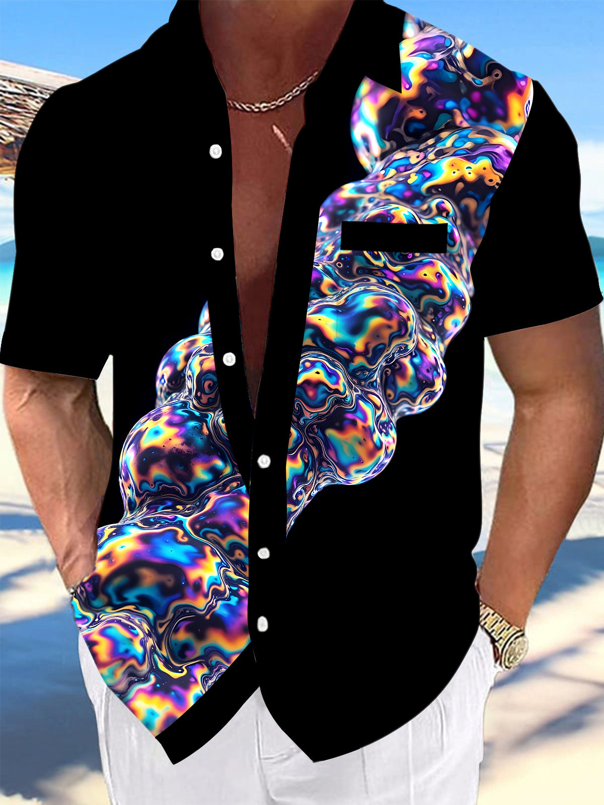 Bubble Men's Pocket Short Sleeve Shirts