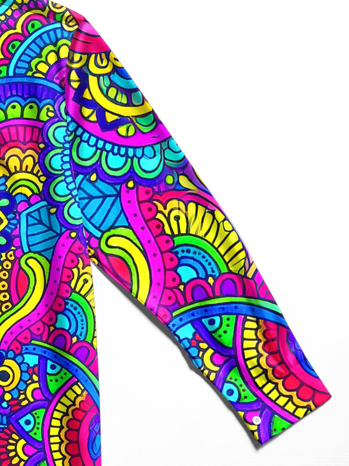 Floral Men's Pocket Long Sleeve Shirts