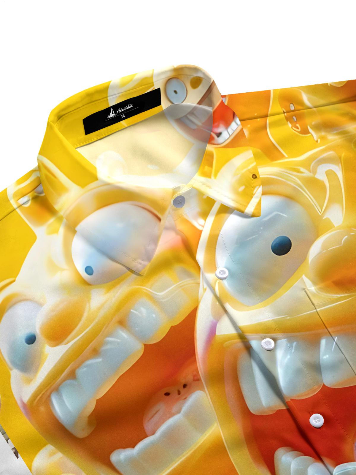 Funny Print Men's Pocket Short Sleeve Shirts