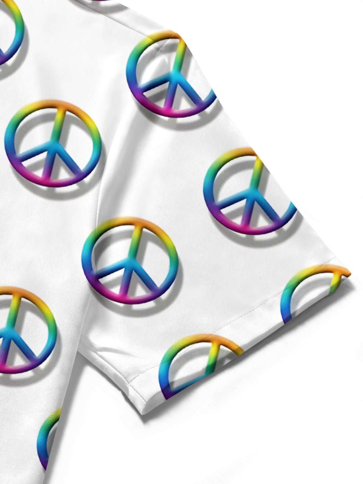 Peace Sign Print Men's Pocket Short Sleeve Shirts