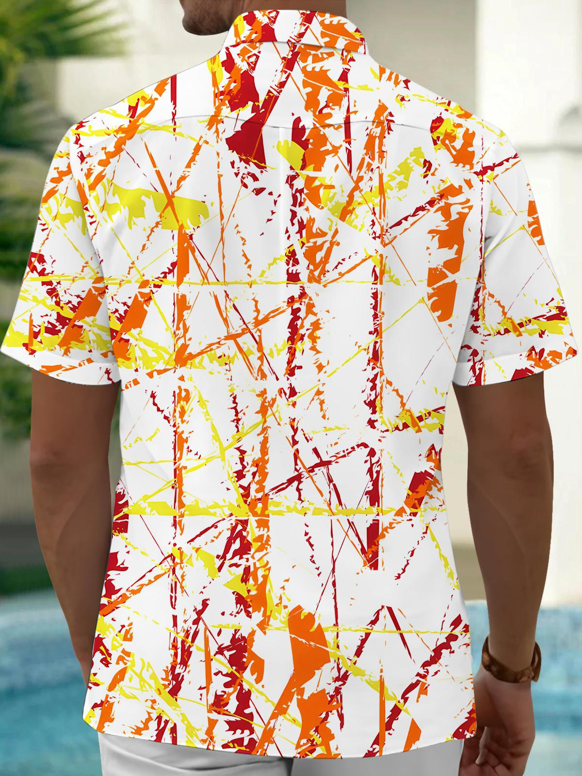 Abstract Line Print Men's Pocket Short Sleeve Shirts