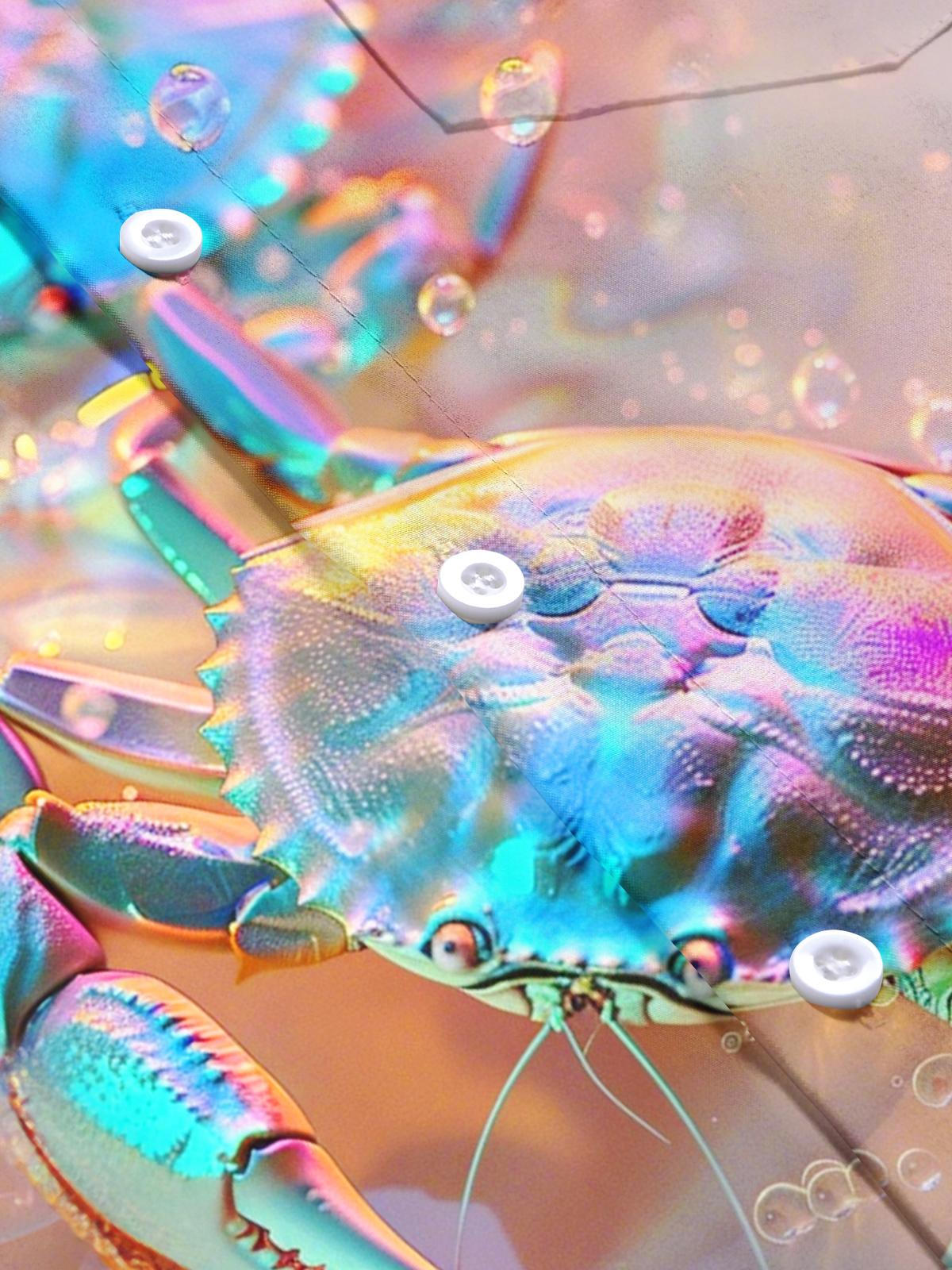 Crab Print Men's Pocket Short Sleeve Shirts