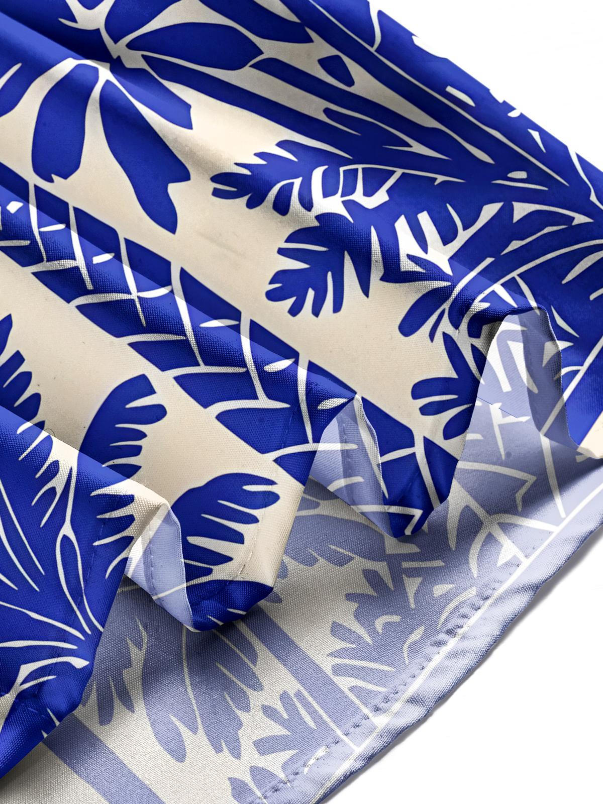 Hawaiian Palm Tree Print Men's Pocket Short Sleeve Shirts