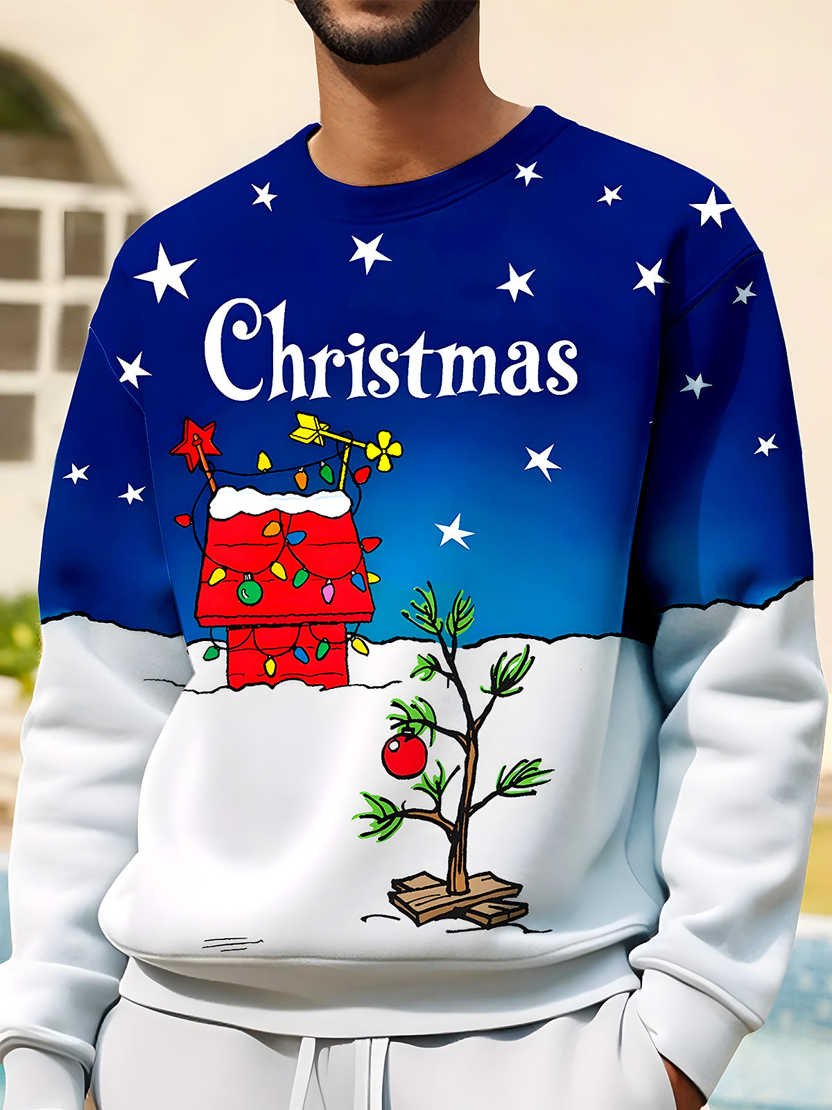 Christmas Men's Print Round Neck Long Sleeve Sweatshirt