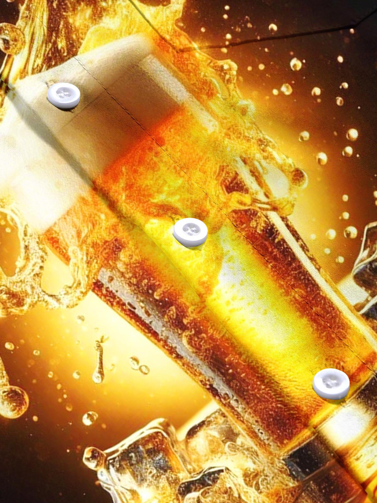 Beer Print Men's Pocket Short Sleeve Shirts