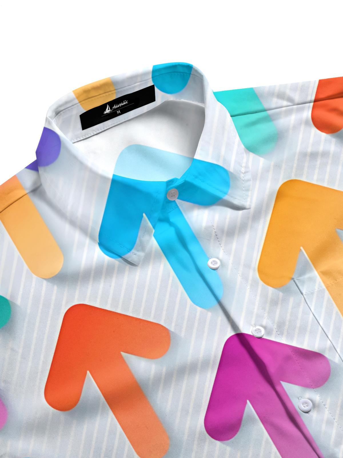 Colorful Arrow Print Men's Pocket Short Sleeve Shirts