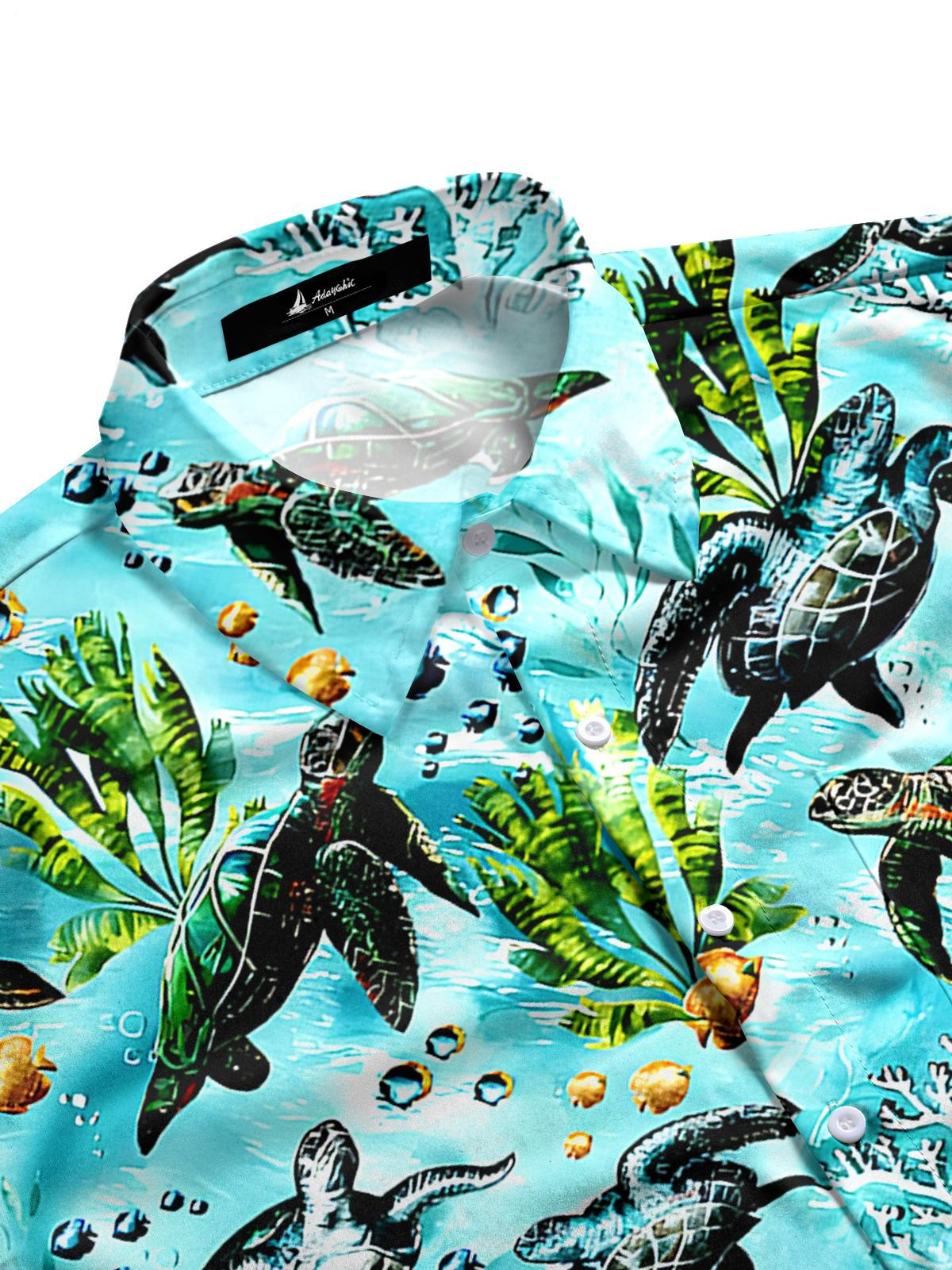 Hawaiian Sea Turtle Men's Pocket Short Sleeve Shirts