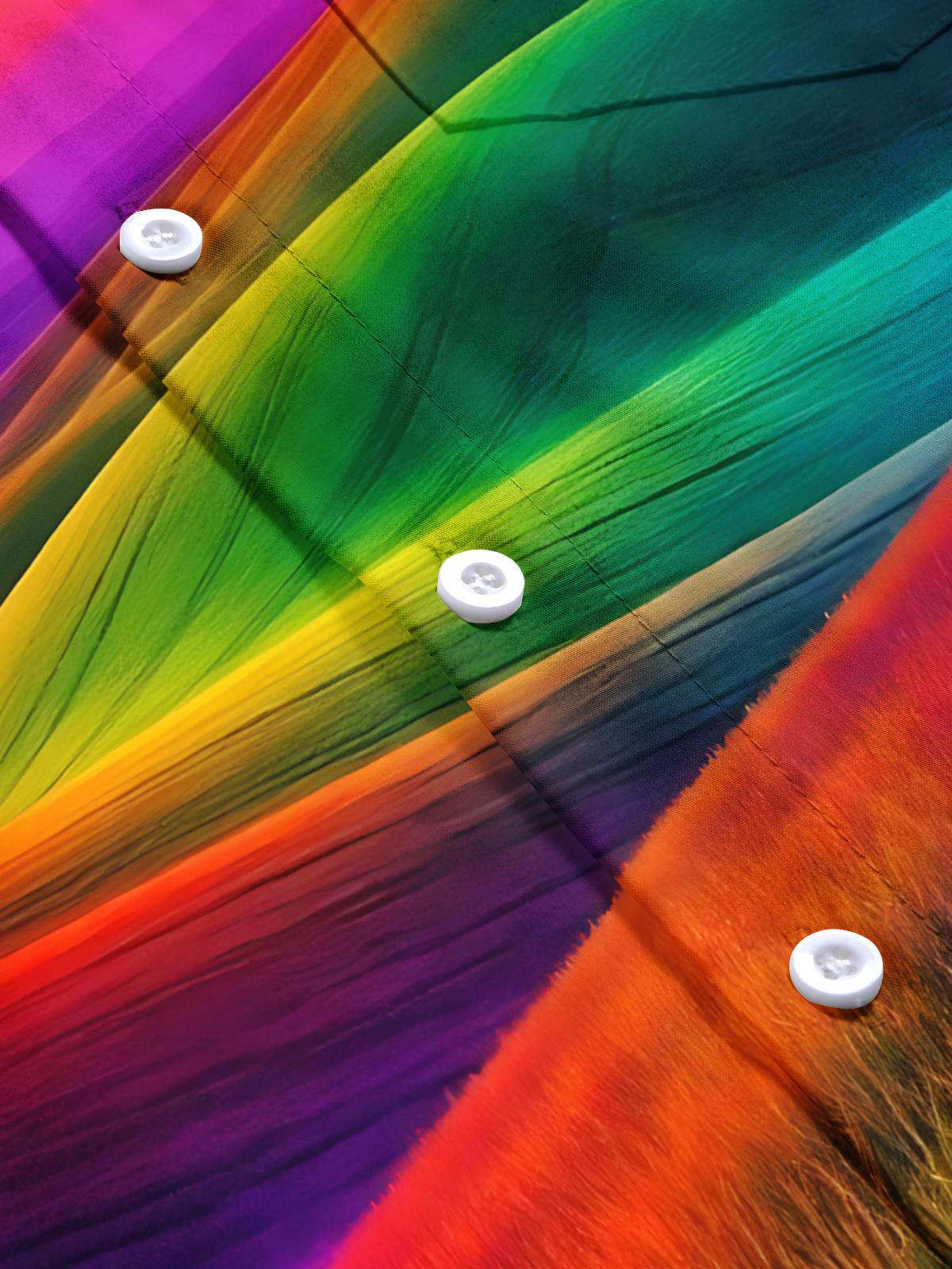 Colorful Hill Scenery Print Men's Pocket Short Sleeve Shirts