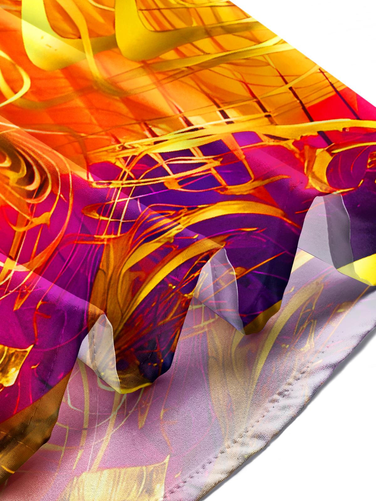 Art Gilded Gradient Abstract Geometry Men's Pocket Long Sleeve Shirts